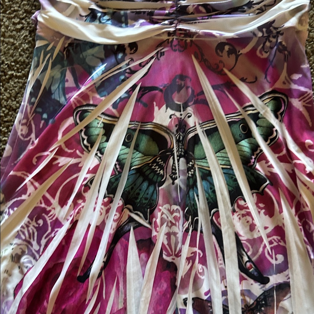 Halter Floral Print Handkerchief Hem Dress - Pastel Pink & Purple - Picture 3 of 4